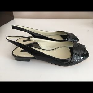 NEW Bandolino Black Patent Open-toe Slingbacks 7M